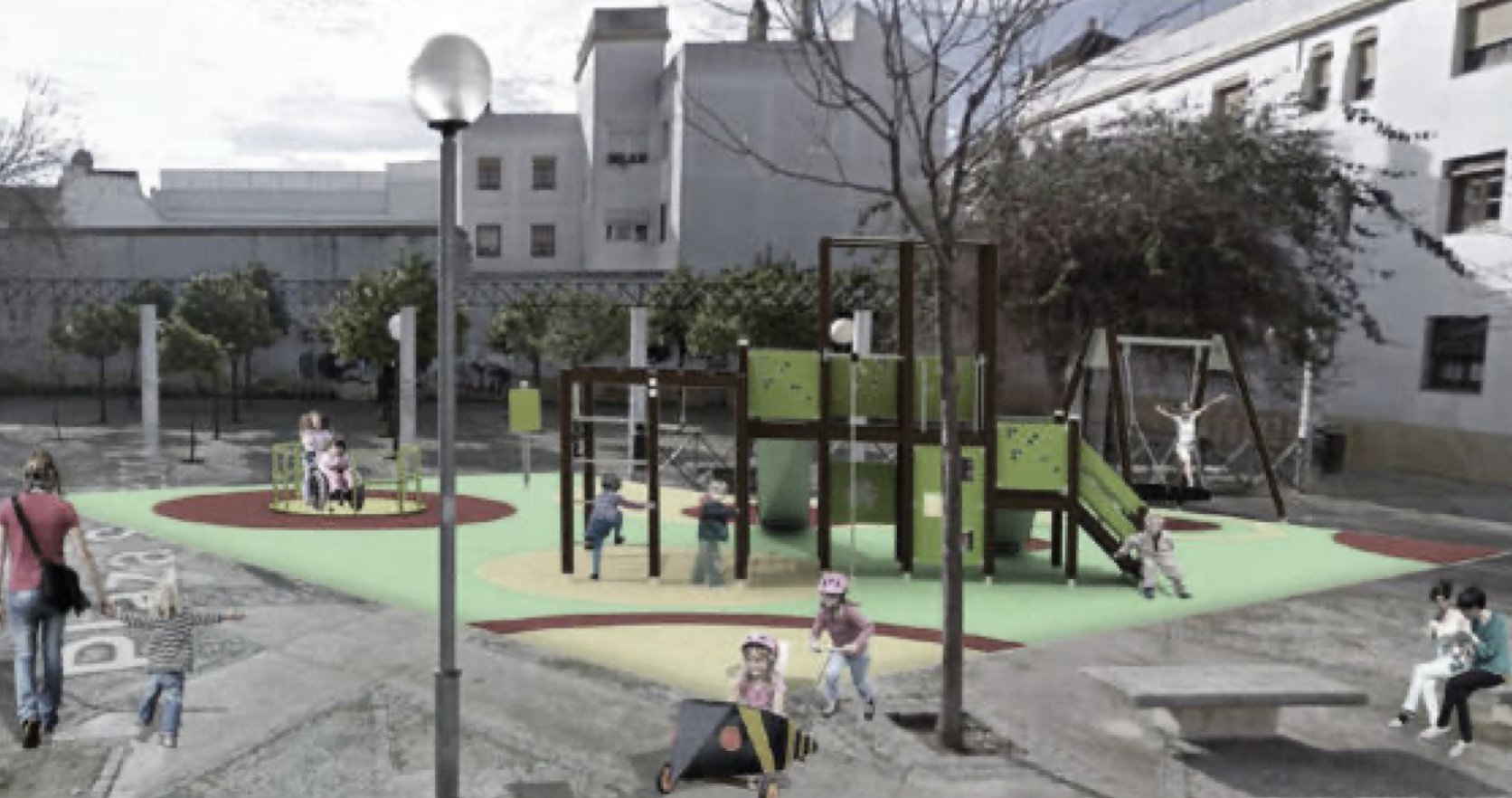 'Render' del renovado espacio libre de Salvador Allende, en pleno centro de Jerez.