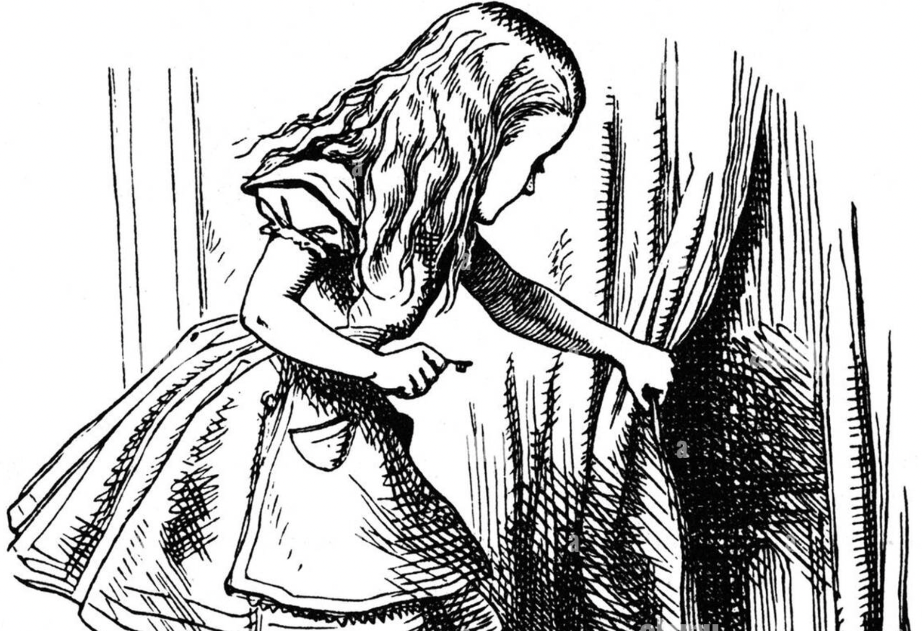 Lógica, amor y verdad comparten día. El día en el que, para mí, nació el amor de verdad. Detalle de un grabado en torno a Alicia, por John Tenniel.