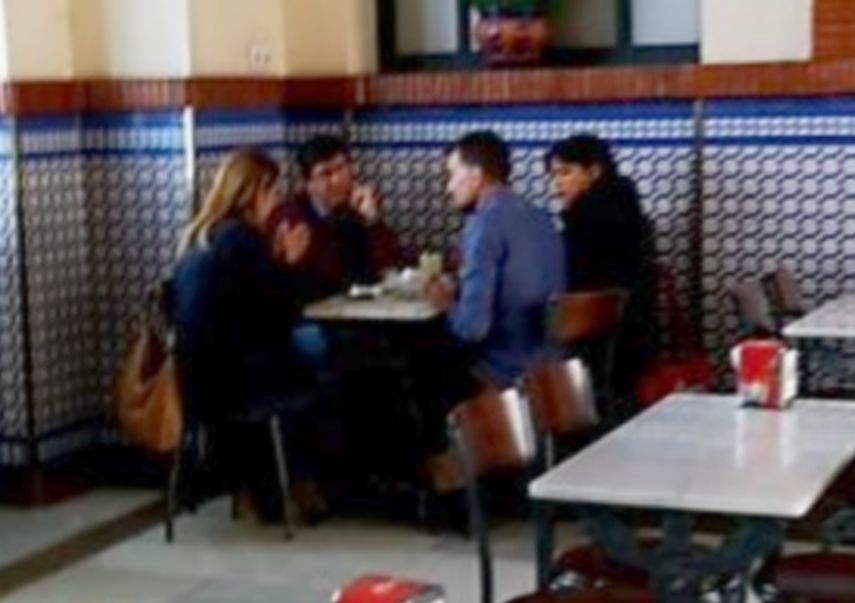 Juan Marín, con Teresa Rodríguez y Antonio Maíllo en la estación de Jerez. Foto: The Cadiz Post.