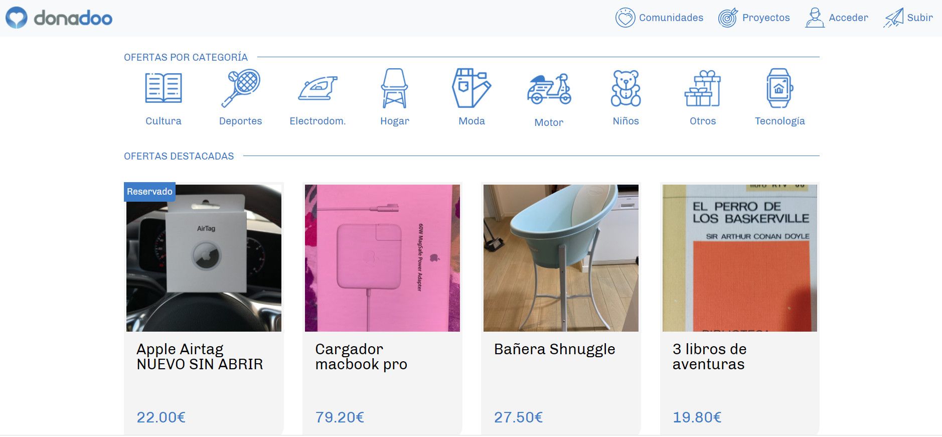 Interfaz de 'Donadoo' que evolucionará pronto.