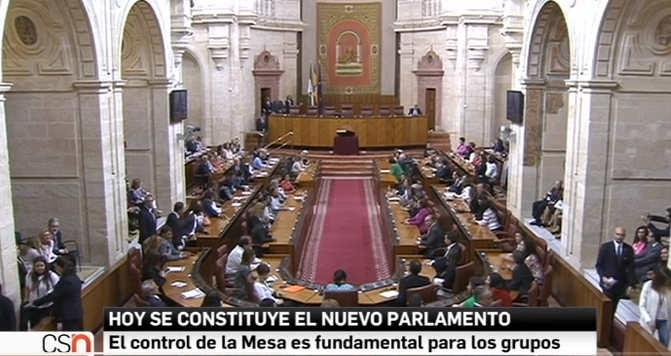 Constitución del Parlamento Andaluz. Fuente: Canal Sur.