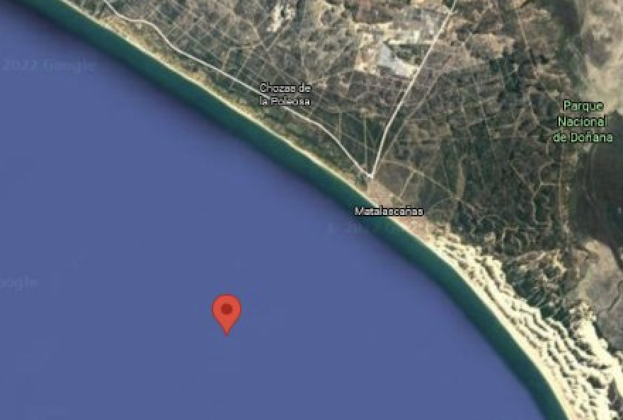 Zona de la costa de Huelva donde ha sido localizado el cadáver del marinero desaparecido desde hacía tres días.