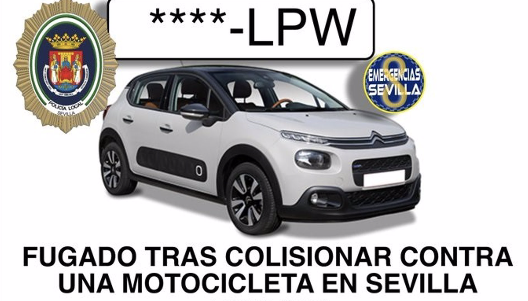 Coche fugado tras impactar contra un motorista y dejarlo mal herido en Sevilla.