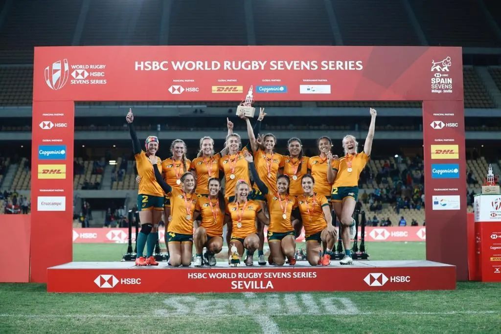 Equipo femenino australiano de rugby siete. 