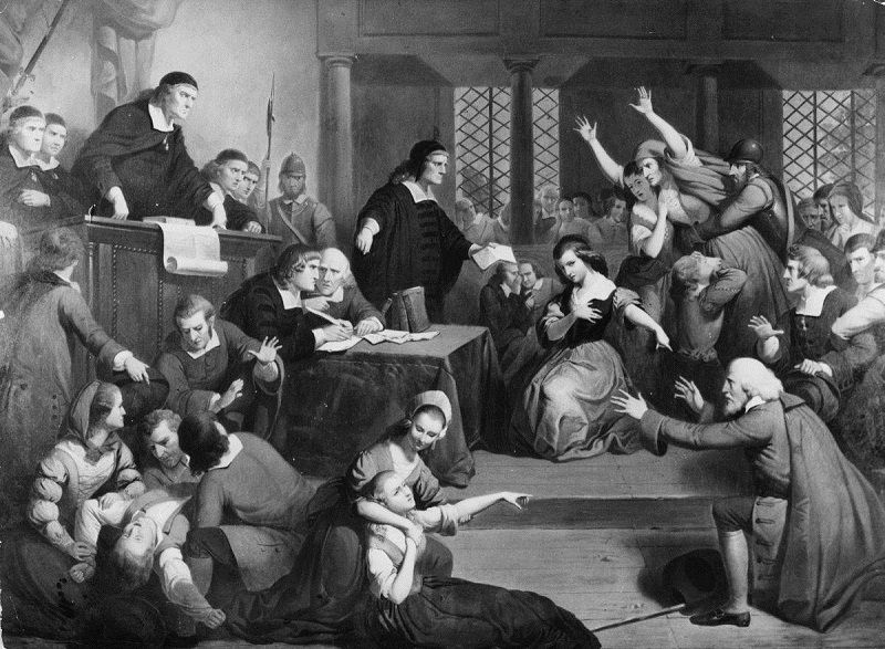 Un cuadro sobre los juicios a las brujas de Salem.