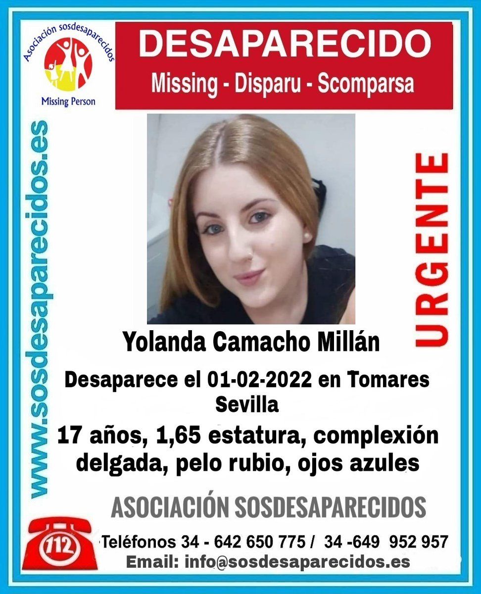 Buscan a Yolanda Camacho, una menor de 17 años desaparecida en Tomares, Sevilla Buscan a Yolanda Camacho, una menor de 17 años desaparecida en Tomares, Sevilla