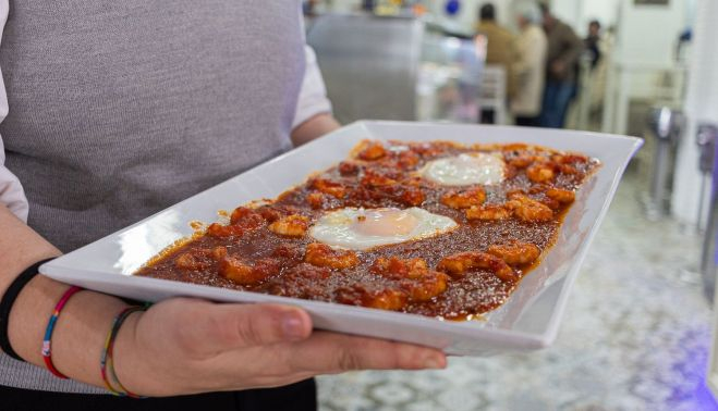 Langostinos con huevo de Avante Claro.  