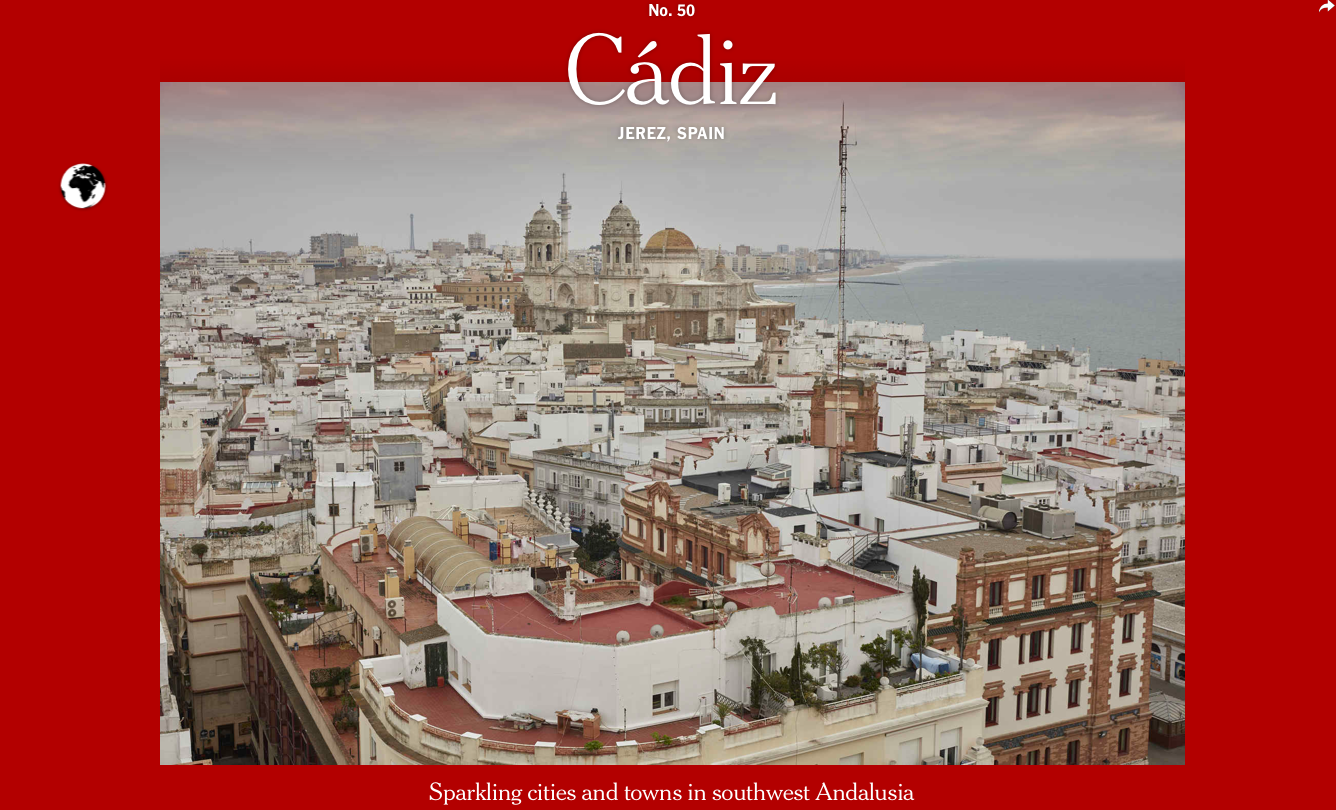 Cádiz, localidad escogida junto a Jerez y Vejer, en el número 50 de la lista de The New York Times.