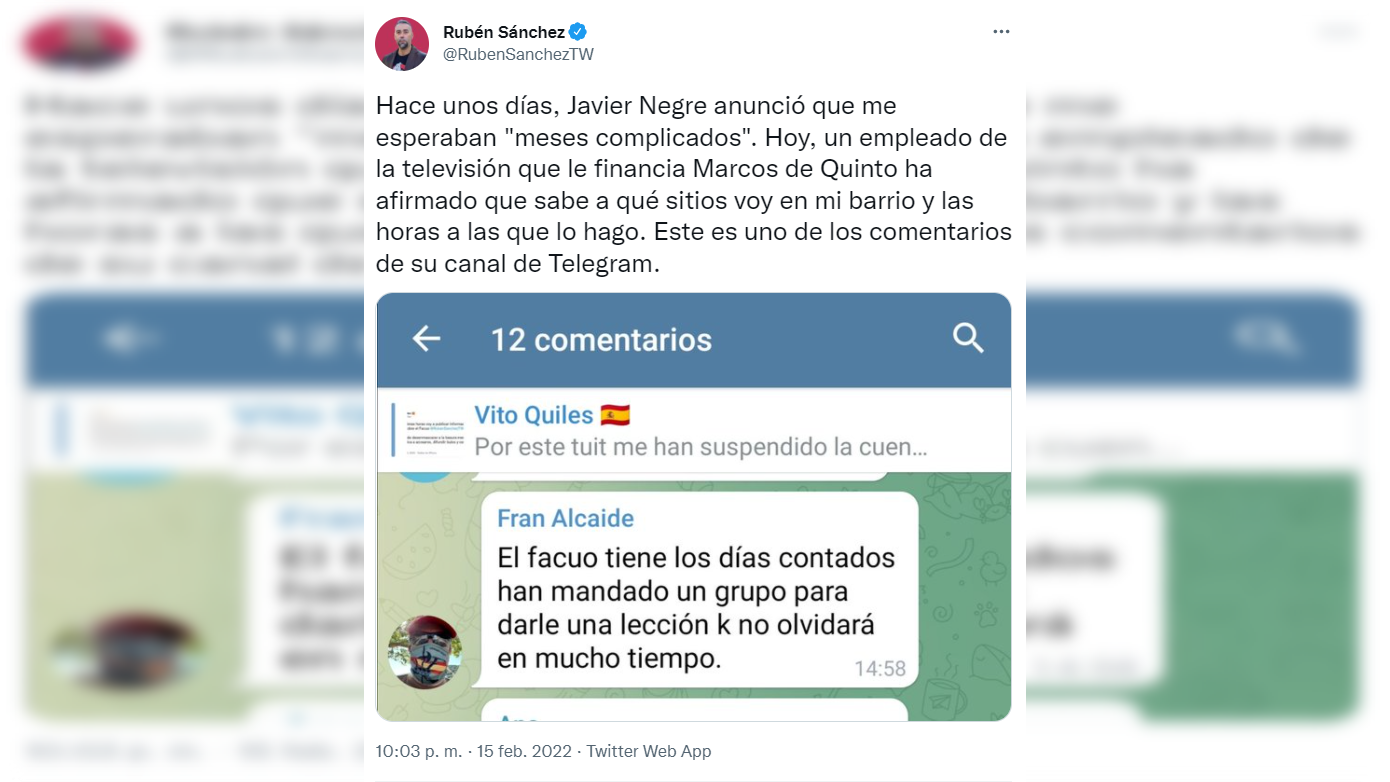 El tuit de Rubén Sánchez