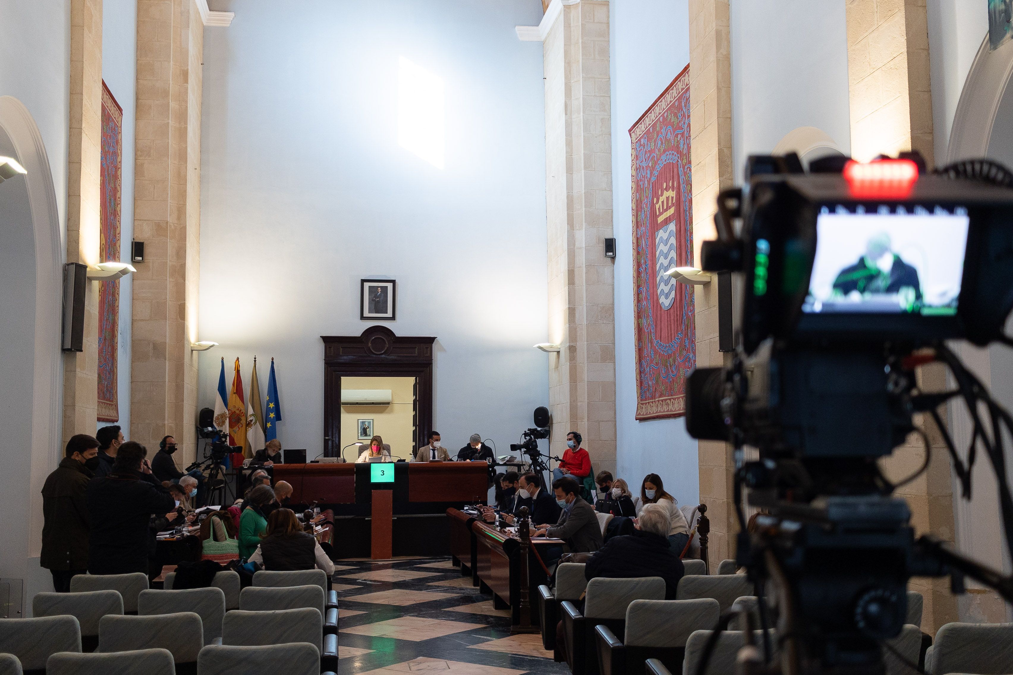 Un momento del pleno de febrero, que acoge este jueves el Ayuntamiento de Jerez.