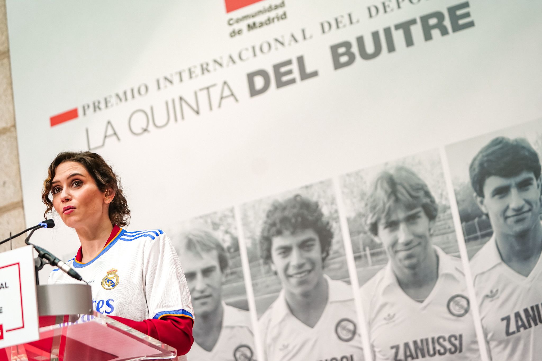 Isabel Díaz Ayuso, presidenta de la Comunidad de Madrid, esta semana en un acto del Real Madrid.