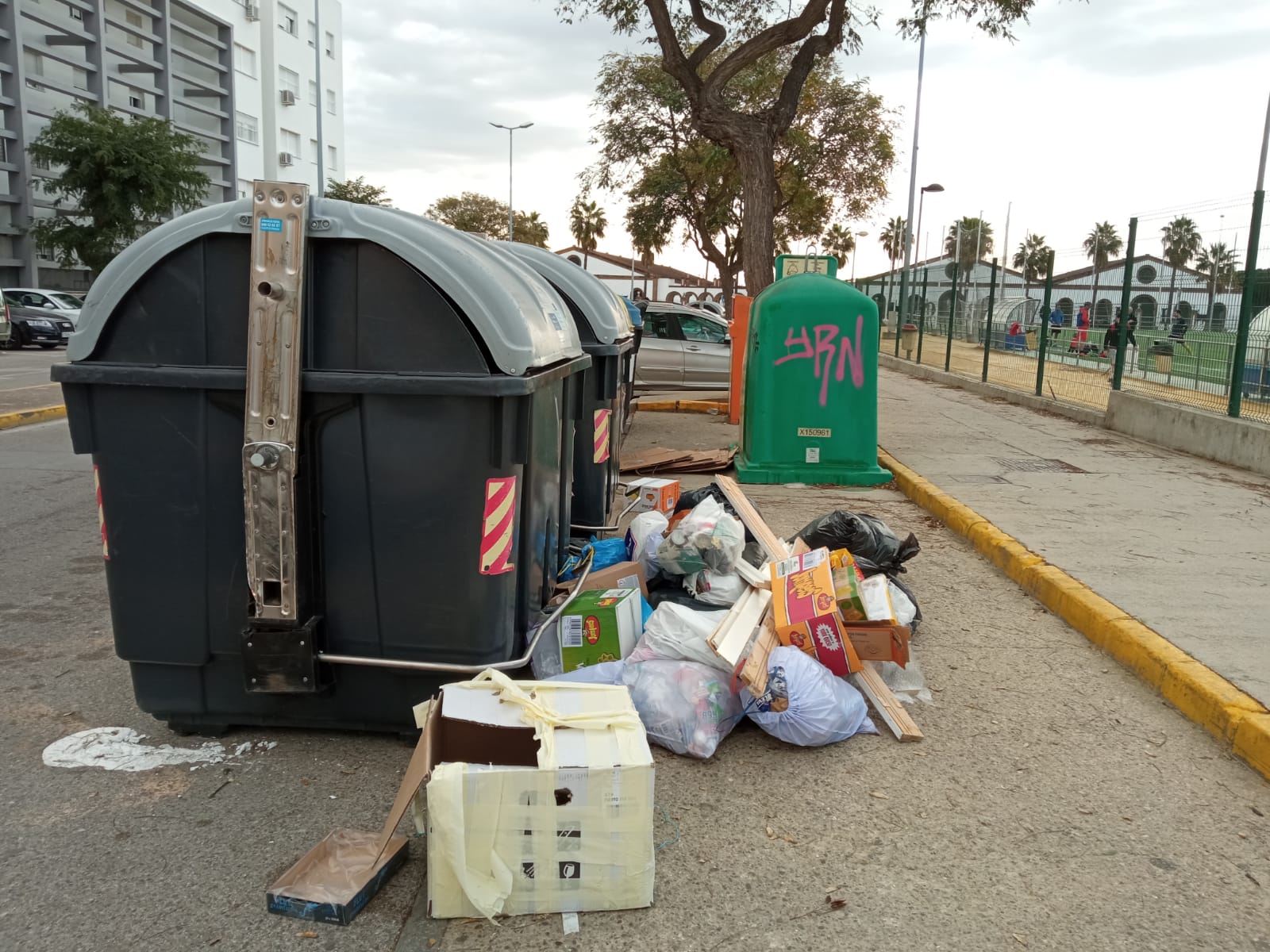 Un contenedor de basura en la zona de El Juncal.