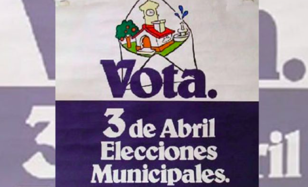Cartel de las primeras elecciones municipales en España. 