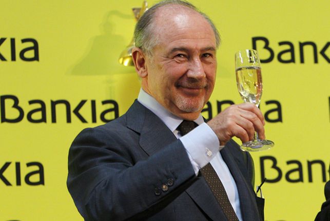 Rodrigo Rato, brindando con Bankia en una fotografía de archivo.