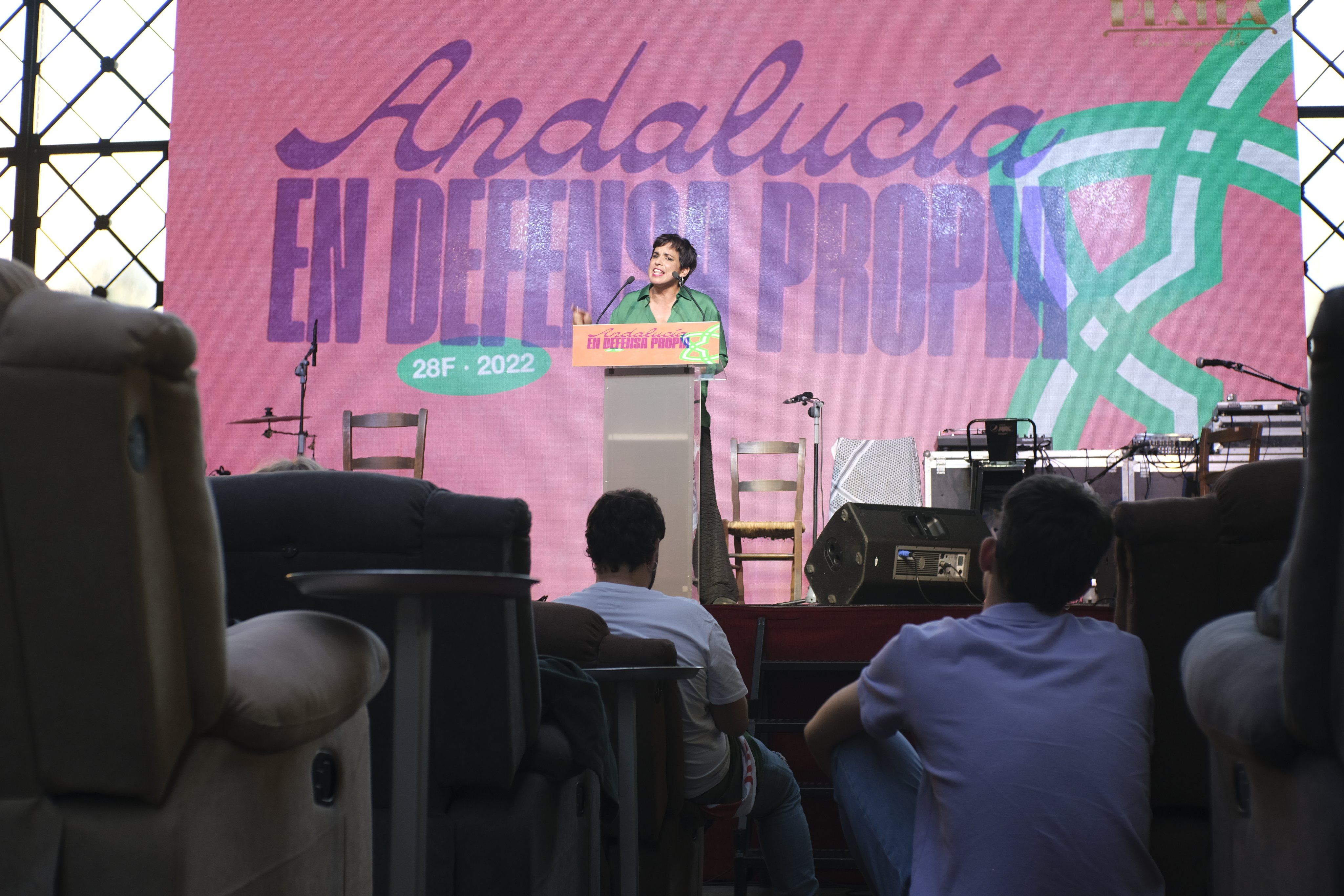 Teresa Rodríguez en el acto en el que anunció la candidatura de Adelante Andalucía por separado.