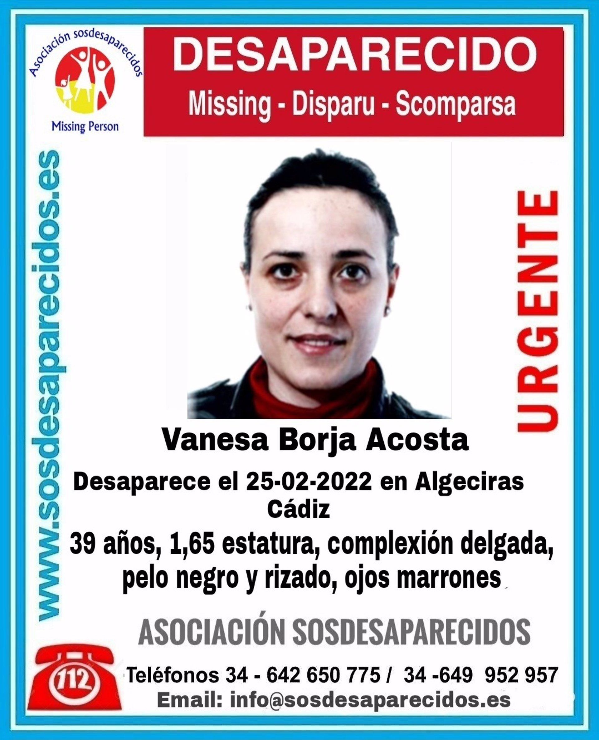 Buscan a Vanesa Borja, una mujer de 39 años desaparecida en Algeciras. 