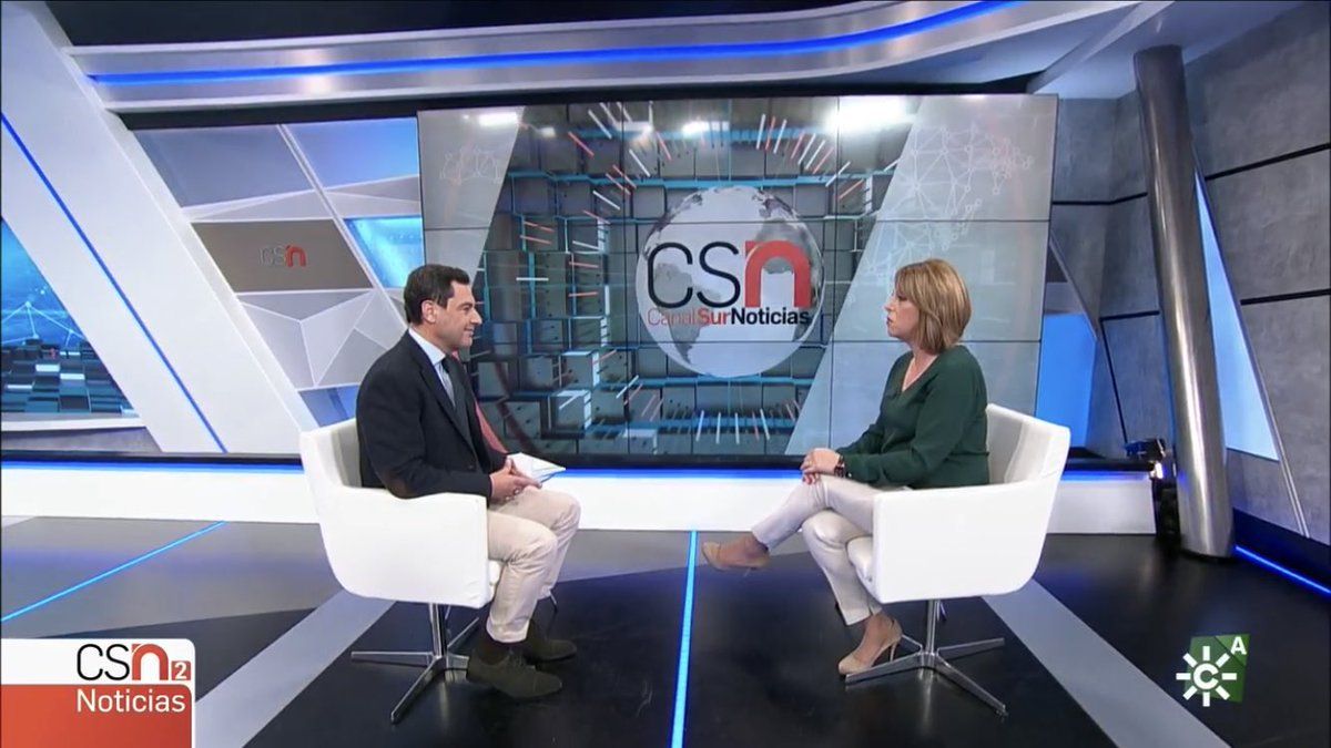 Juan Manuel Moreno, en una entrevista en Canal Sur, en una imagen de archivo.