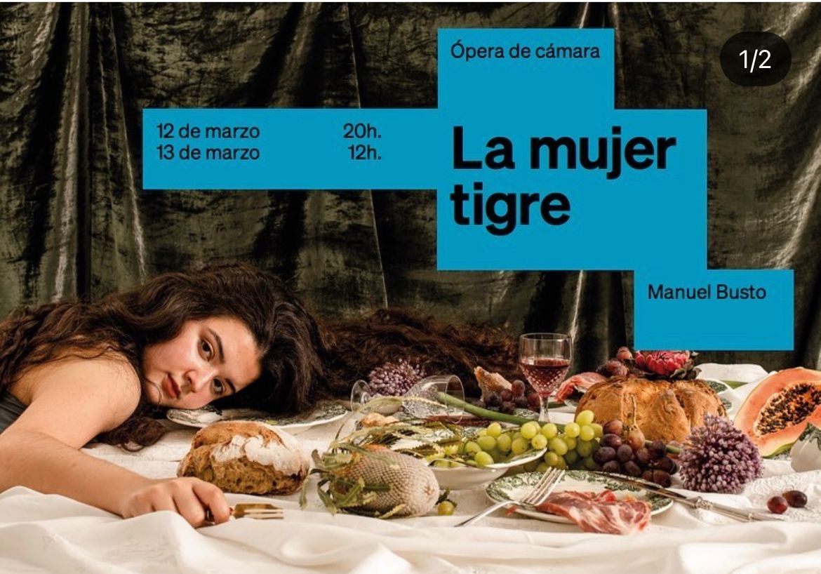 Cartel La mujer tigre, coproducción del teatro Lope de Vega y el Teatro de la Maestranza. 